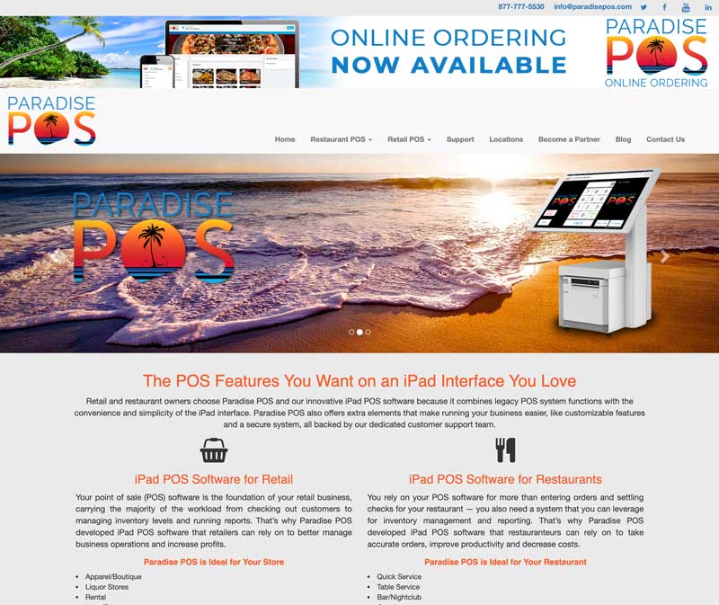Paradise POS Website Design